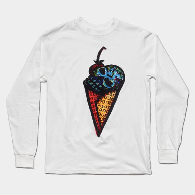 Ice cream, waffle cone, skulls, jms art Long Sleeve T-Shirt by MattisMatt83